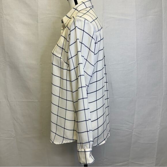 Banana Republic Sheer Windowpane Plaid Button-Down Blouse Size S - Picture 4 of 10